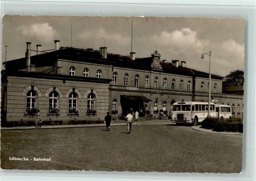 Löbau 1959 Bahnhof, Omnibus, gute Erhaltung AK