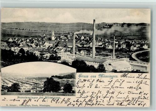Münsingen 1903 Gesamtansicht Barackenlager 2-Bildaufnahme
