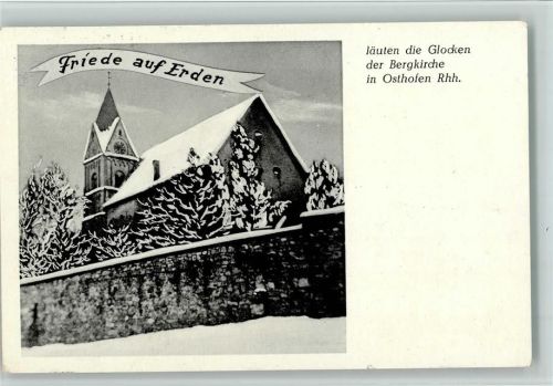 Osthofen 1953 Weihnachten - Kirche im Winter, gute Erhaltung AK