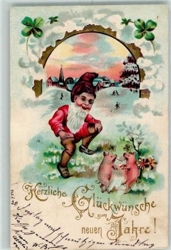 1903 Neujahr Schwein AK