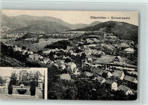 Ottenhöfen 1916 Kriegerdenkmal, Teilansicht, gute Erhaltung AK