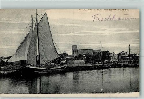 Primorsk Fischhausen 1915 - Hafenbild Segelschiff