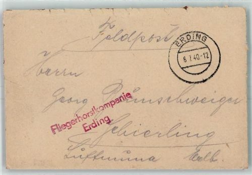 Fliegerhorstkompanie Erding 8.7.1940 Briefumschlag