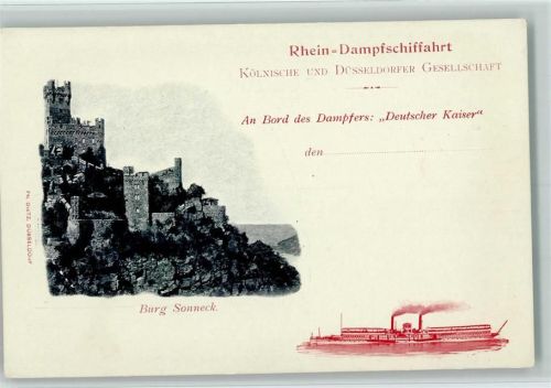 1899 Rhein Dampfschiffahrt - an Bord des Dampfers "Deutscher Kaiser" , gute Erhaltung AK