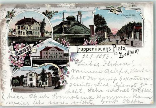 Zeithain 1897 Truppen-Übungsplatz Alte Oberförsterei Gorisch Beobachtungsstrand Kaiser-Wilhelm-Allee Königl. Garnison-Verwaltung Kommandantur