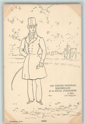 Werbung - Les Cartes Postales Aquarelles de la Belle Jardiniere 1832 - Les Elegants