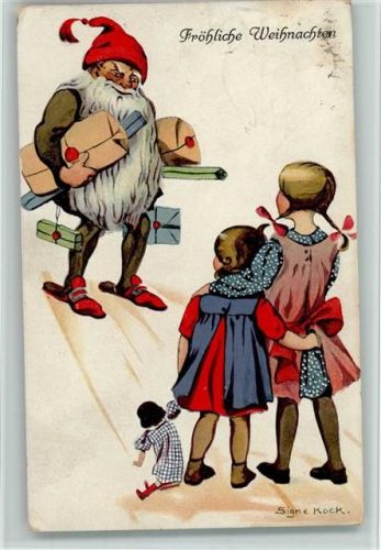 Zwerg als Weihnachtsmann, sign Signe Kock - Weihnachten