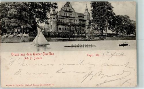 Tegel 1904 Kaiser-Pavillon Segelboot Ruder Achter