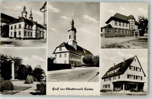 Schutterwald Rathaus Kriegerdenkmal St. Jacob Kirche Schulhaus Otto Herrmann Gemischtwaren