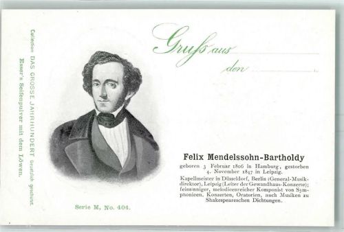 Das grosse Jahrhunder Werbung Essers Seifenpulver Serie M Nr. 404 Felix Mendelssohn-Bartholdy Kapellmeister