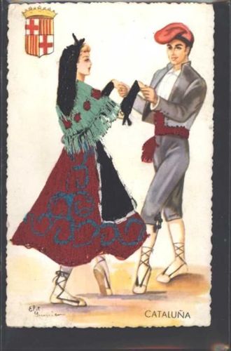 sign. Elsa Gumier Wappen Cataluna Tracht AK