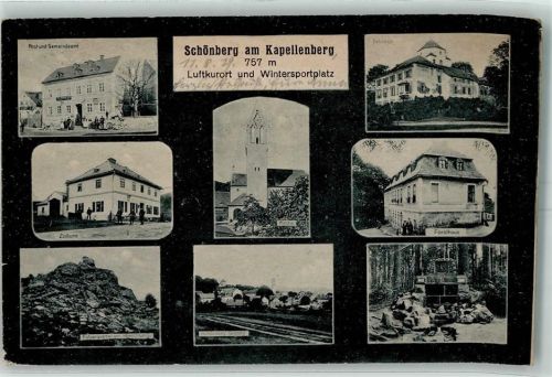 Schönberg Post- und Gemeindeamt Zollamt Felsenpartie Kirche Schloss Forsthaus