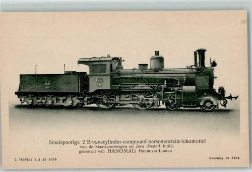 Java Schmalspurige 2 B-Zweizylinder-Verbindung-Personenzug-Lokomotive gebaut Hanomag Pk 3202