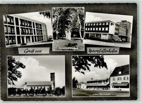 82110 W8034 Unterpfaffenhofen - Volksschule Eichendorff Denkmal Raiffeisenbank Kath. Kirche St. Johannes Bosco Untere Bahnhofsstraße