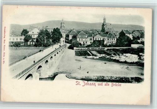 St. Johann Reliefdruck Ortsansicht und alte Brücke