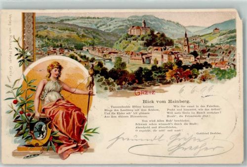 Greiz 1899 Blick vom Hainberg Gedicht von Gottfried Doehler