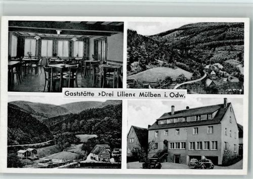 Mülben Gaststätte Drei Lilien Innenaufnahme Gastraum Ortsansichten 4-Bildaufnahme