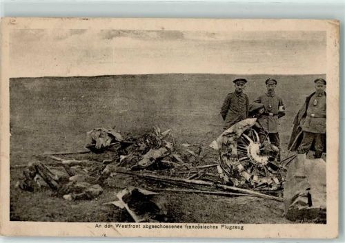 Abgeschossenes franz. Flugzeug Feldpost Leichte Munitions-Kolonne II Reserve Feldart. Rgt. 22