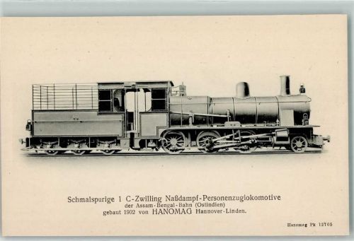 Schmalspurige 1 C-Zwilling Naßdampf-Personenzuglokomotive der Assam-Bengal-Bahn gebaut 1902 Hanomag