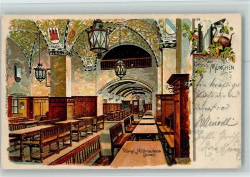 München 1902 Königl. Hofbräuhaus Innenaufnahme