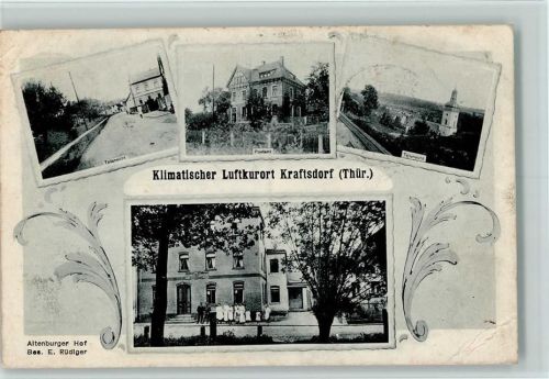 07586 O6501 Kraftsdorf 1937 Gebrauchsspuren Mehrfachbilder , Postamt, Altenburger Hof AK