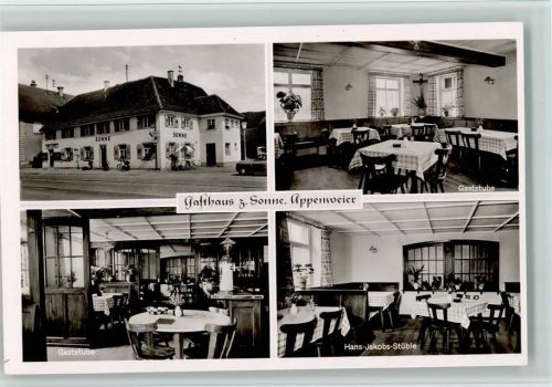 Appenweier 1960 Gasthaus zur Sonne, Innenansichten, gute Erhaltung AK