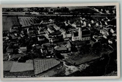 Marklkofen Pfarrkirche Maria Himmelfahrt Fliegeraufnahme Bahnpost Zug 969
