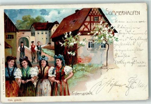 Fröbersgrün 1900 Trachten sign Metzner