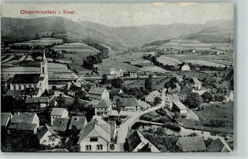 79297 W7809 Oberwinden , Elztal 1914 - Teilansicht mit Bahnhof AK