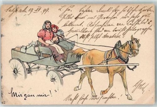 1899 Pferdekutsche Landwirtschaft Lithographie AK
