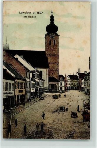 Landau 1906 Stadtplatz Stadtpfarrkirche Maria Himmelfahrt