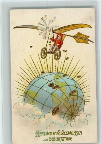 1912 Geburtstag - Weltkugel, Taler, Kind mit einem Flugzeug