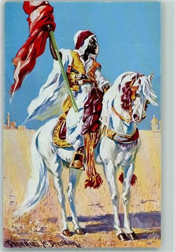 Peluba Serie Nr. 238 - berittener Arabischer Soldat mit einer Fahne AK