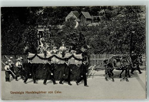 Calw 1912 Landwirschaftliches Bezirksfest 1912 Vereinigte Handelsgärtner Festwagen Ort handschriftlich