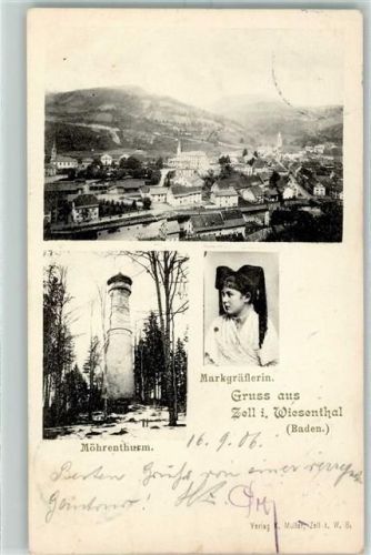 Zell 1906 Markgräflerin Tracht Möhrenturm