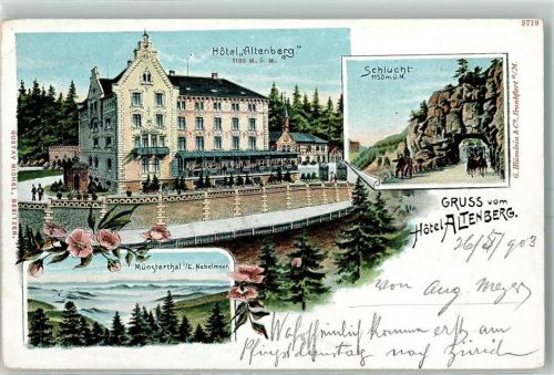 Eschbach-au-Val Hotel Altenberg Münstertal Nebelmeer Schlucht Kutsche Blumen