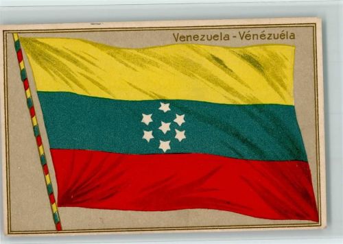 Schiffe - Venezuela Fahne Lithographie / Prägedruck