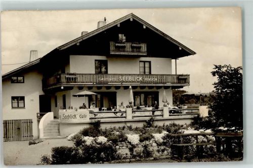 Seebruck Gasthaus Pension Cafe Seeblick Terrasse Blumen
