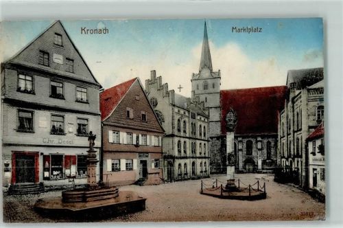 Kronach 1913 Marktplatz Brunnen