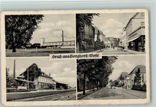 Borghorst Bahnhof, Fabrik, Straßenpartien AK