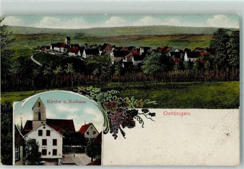 Ötlingen Kirche Rathaus Lithographie