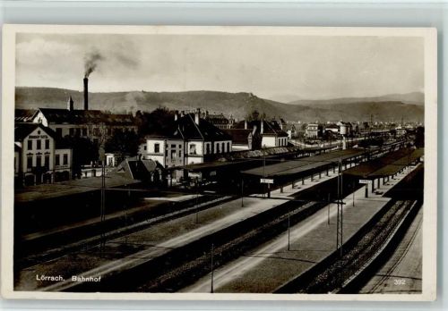 Lörrach 1931 Bahnhof, Verlag Emil Hartmann Nr. 392 AK