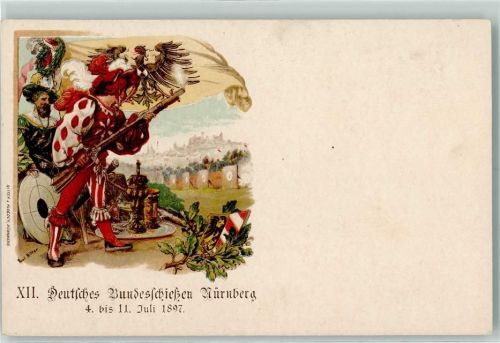 Nürnberg 1897 Fahnenträger sign Paul Ritter und Sonderstempel Ganzsache