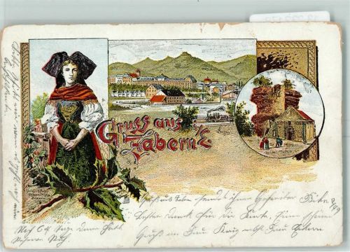 Saverne 1899 Tracht Lithographie Bahnpost Strassburg - Avricourt Zug 294