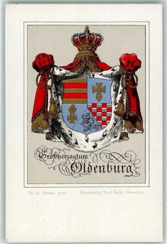 Oldenburg Großherzogtum Wappen Krone Rot Blau Weiß Quaste