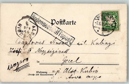 Kastenstempel: Bodenschiffspost Stempel: Konstanz 7.8.1899
