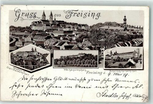 Freising 1897 Knaben- u. Clerikalseminar Weihenstephan Schullehrerseminar Lithographie