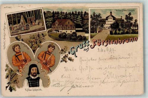 Grünhain 1897 Fürstenbrunn Köhler Schmidt Prinz Ernst Prinz Albrecht Heimstätte Förstel Ort lt. Stempel