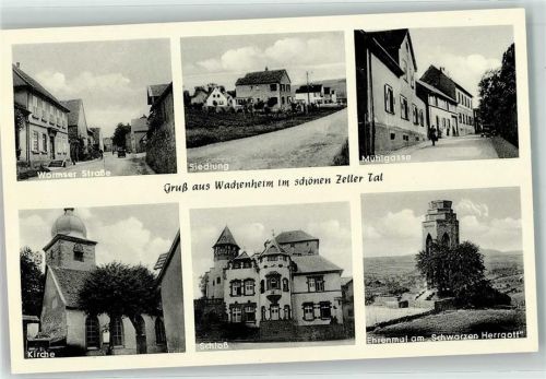 Wachenheim Wormser Straße Siedlung Mühlgasse Kirche Schloss Ehrenmal am Schwarzen Herrgott Gruss Zeller Tal Auto
