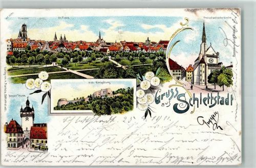 Selestat 1901 Münster St. Fides Protest. Kirche Hoh-Königsburg Neuer Turm